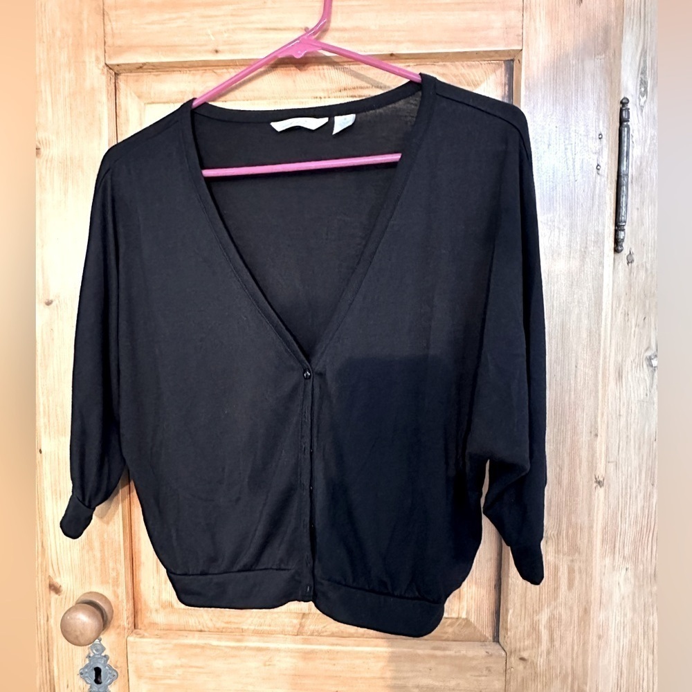Derek Heart Black Cotton Shrug Style Cardigan Button Down Size Small